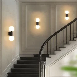 ZMH Applique Murale Intérieure Lampe De Couloir Noir-blanc G9 Éclairage Mural Boule De Verre Salon