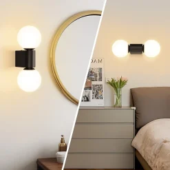 ZMH Applique Murale Intérieure Lampe De Couloir Noir-blanc G9 Éclairage Mural Boule De Verre Salon