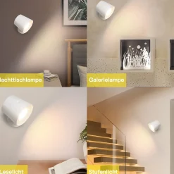 ZMH Applique Murale LED 360 degrés Pivotante 3 Niveaux De Luminosité Blanc Pour Salon Couloir