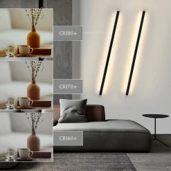 ZMH Applique Murale LED Intérieur Noir Dimmable 100cm Moderne 15W