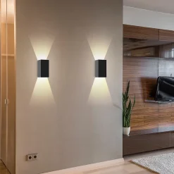 ZMH Applique Murale LED Moderne Noire - Éclairage Extérieur Et Intérieur