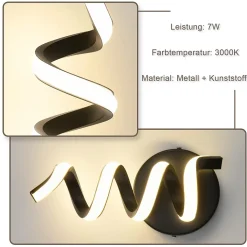 ZMH Applique Murale LED Moderne Noire 7W avec Lumière Chaude pour Salon et Décoration Intérieure