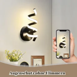 ZMH Applique Murale LED Moderne Noire 7W avec Lumière Chaude pour Salon et Décoration Intérieure