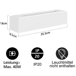 ZMH Applique Murale Moderne G9 en Plâtre Blanc pour Chambre et Couloir