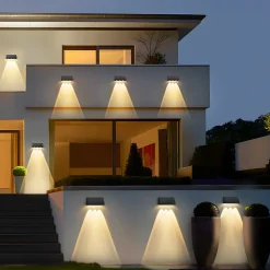 ZMH Applique Murale Solaire D'extérieur à LED 3000k Pour Clôture Terrasse Balcon Jardin Escaliers