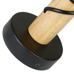 ZMH Applique Retr Industrielle Bois Noir Métal E27 Bureau