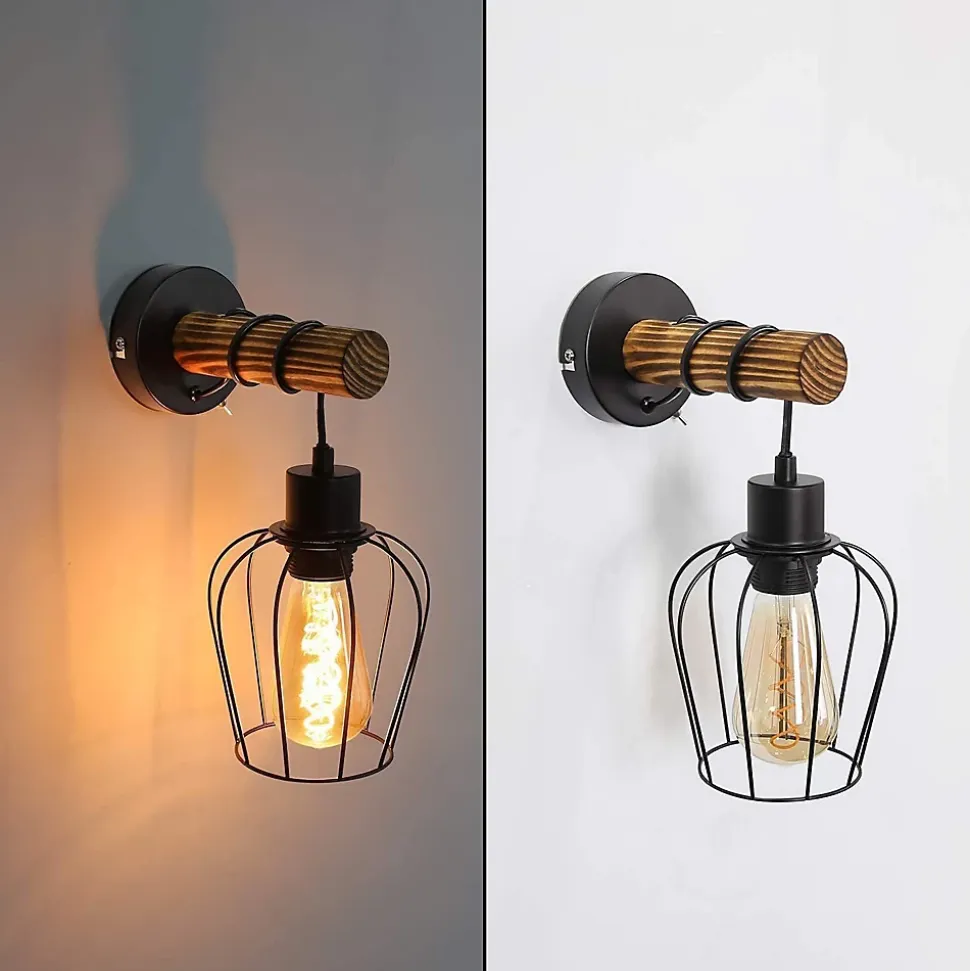 ZMH Applique Vintage Noir E27 25w Retro Bois