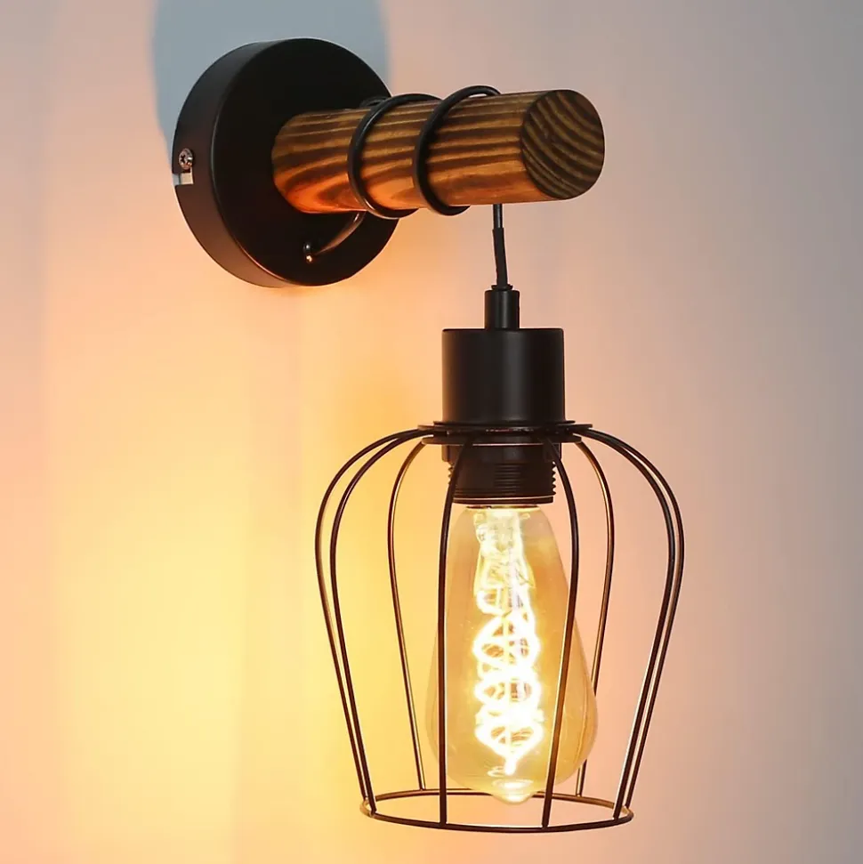 ZMH Applique Vintage Noir E27 25w Retro Bois