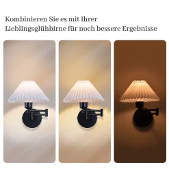 ZMH Appliques murales escalier intérieur tissu blanc E27 abat-jour vintage