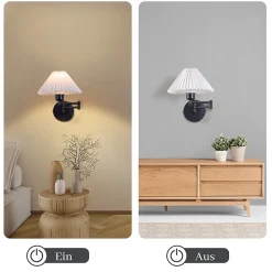 ZMH Appliques murales escalier intérieur tissu blanc E27 abat-jour vintage