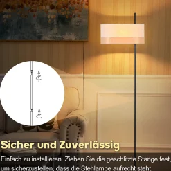 ZMH Lampadaire 1 Flamme Vintage E27 Avec Interrupteur Au Pied Pour Salon