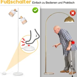 ZMH Lampadaire 2 Flammes Vintage 154cm E14 Salon Chambre D'enfant