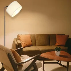 ZMH Lampadaire Blanc E27 en tissu interrupteur au pied sans ampoule 166cm max 40W