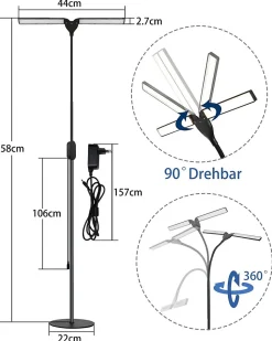 ZMH Lampadaire LED Liseuse Touch à Intensité Variable Avec Minuterie Et Mémoire 9w