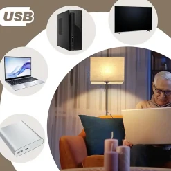 ZMH Lampadaire LED noir IP20 Rétro Avec Variateur Et Abat-jour En Tissu Pour Salon