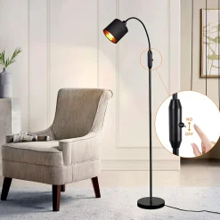 ZMH Lampadaire Noir 1 Flamme Vintage E14 Industrial Retro 360 degrés