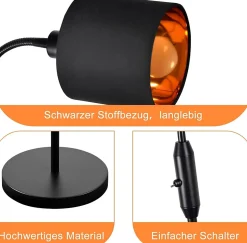 ZMH Lampadaire Noir 1 Flamme Vintage E14 Industrial Retro 360 degrés