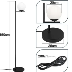 ZMH Lampadaire Salon 1 Flame métal avec interrupteur au pied pour couloir