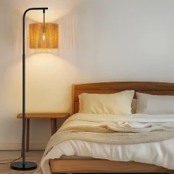 ZMH Lampadaire Salon Lampadaire Vintage Lampadaire Noir Avec Interrupteur Au Pied E27 164cm