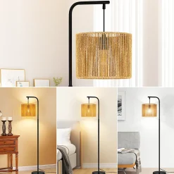 ZMH Lampadaire Salon Lampadaire Vintage Lampadaire Noir Avec Interrupteur Au Pied E27 164cm