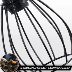 ZMH Lampadaire Salon Noir Lampadaire sur pied Vintage lampadaire Bois 2 luminaire E27 152cm Avec Interrupteur