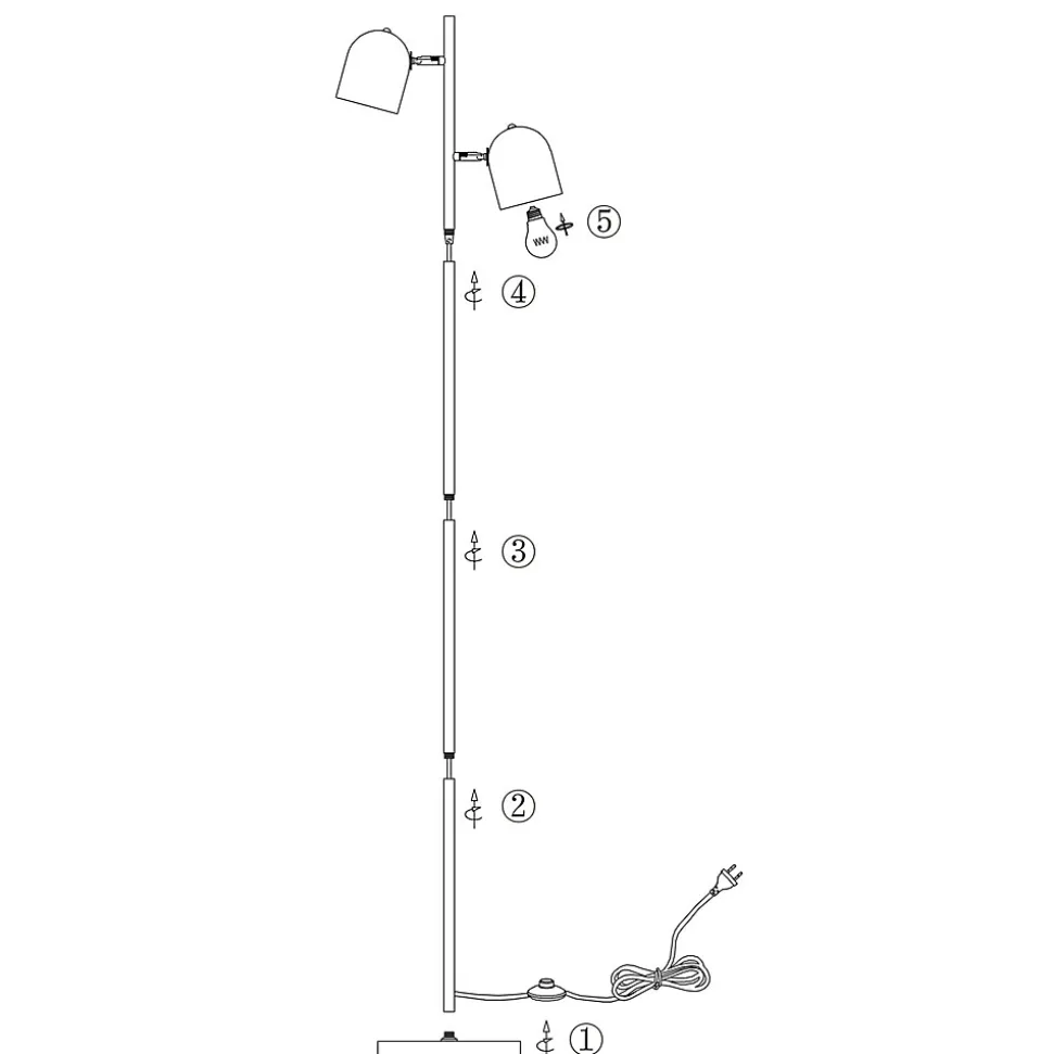 ZMH Lampadaire Vintage Noir Et Or à 2 Flammes E14 Pour Salon Et Chambre
