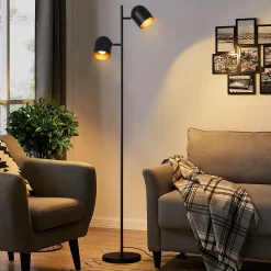 ZMH Lampadaire Vintage Noir Et Or à 2 Flammes E14 Pour Salon Et Chambre