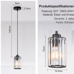 ZMH Lampe à Suspendre Moderne Noir Pour Salle à Manger Et Salon - Éclairage Élégant