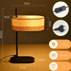 ZMH Lampe De Bureau Avec Câble E14 Vintage 1 Flamme Sans Ampoule