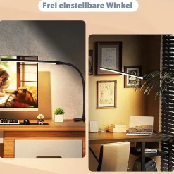 ZMH Lampe de Bureau LED Klemmbar Noir - Éclairage USB 5W pour un Espace de Travail Productif