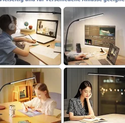 ZMH Lampe de Bureau LED Klemmbar Noir - Éclairage USB 5W pour un Espace de Travail Productif