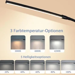 ZMH Lampe de Bureau LED Klemmbar Noir - Éclairage USB 5W pour un Espace de Travail Productif