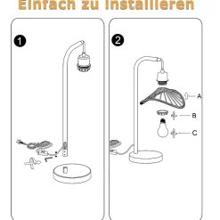 ZMH Lampe De Bureau Noir Vintage E27 Pour Chambre