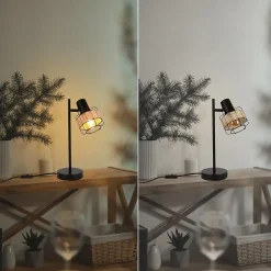 ZMH Lampe de Table Boho en Rattan et Bambou avec Interrupteur Rétro - Design Chic et Pratique