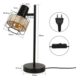 ZMH Lampe de Table Boho en Rattan et Bambou avec Interrupteur Rétro - Design Chic et Pratique