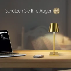 ZMH Lampe de table LED sans fil avec 3 températures de couleur - Style vintage doré pour chambre à coucher