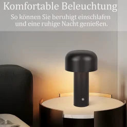 ZMH Lampe De Table LED Sans Fil à Intensité Variable - Design Moderne En Métal Noir
