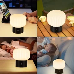 ZMH Lampe De Table Sans Fil Lampe De Chevet LED Avec 3 Températures Tactile à Intensité Variable Noir I