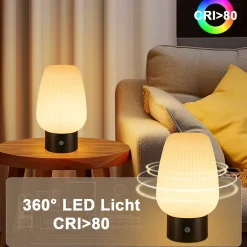 ZMH Lampe De Table Tactile Lampe De Chevet Blanche Ip44 Avec 3 Températures Pour Chambre Et Cuisine