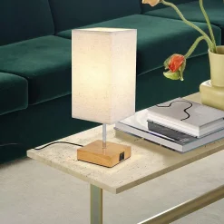 ZMH Lampe De Table Touch-dimmable Avec Fonction De Recharge USB Et Abat-jour En Tissu