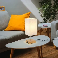 ZMH Lampe De Table Touch-dimmable Avec Fonction De Recharge USB Et Abat-jour En Tissu