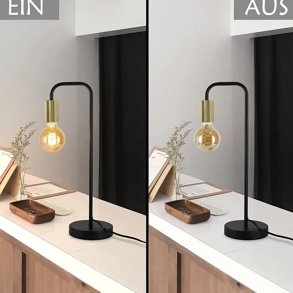 ZMH Lampe de Table Vintage Noir et Or E27 - Élégance et Polyvalence