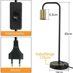 ZMH Lampe de Table Vintage Noir et Or E27 - Élégance et Polyvalence