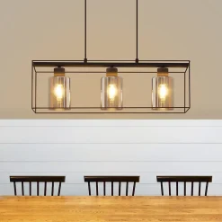 ZMH Lampe Suspendue Vintage à 3 Flammes En Verre E27 Pour Salle à Manger Et Cuisine