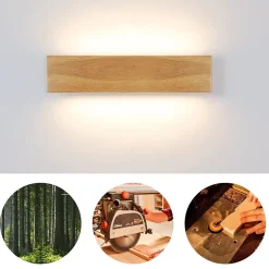 ZMH LED Applique 32 Cm Bois Moderne Design 11 W 3000 K Blanc Chaud