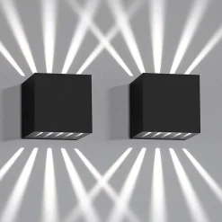 ZMH LED Applique 2 Pièces Murale 10w Noir Moderne Design 6000k Ip65