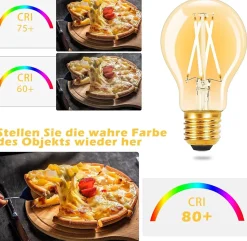 ZMH Lot De 6 LED E27 A60 4w 2700k Filament Edison Verre Transparent Blanc Chaud Style Rétro