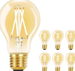 ZMH Lot De 6 LED E27 A60 4w 2700k Filament Edison Verre Transparent Blanc Chaud Style Rétro