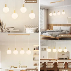 ZMH Lustre De Salle à Manger 3/4 Flammes E27 En Or Et Blanc - Élégance Pour Chambre D'hôtel