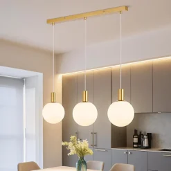 ZMH Lustre De Salle à Manger 3/4 Flammes E27 En Or Et Blanc - Élégance Pour Chambre D'hôtel